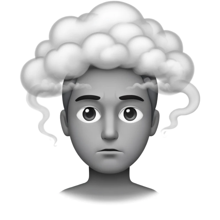 Persona seria con humo en la cabeza emoji