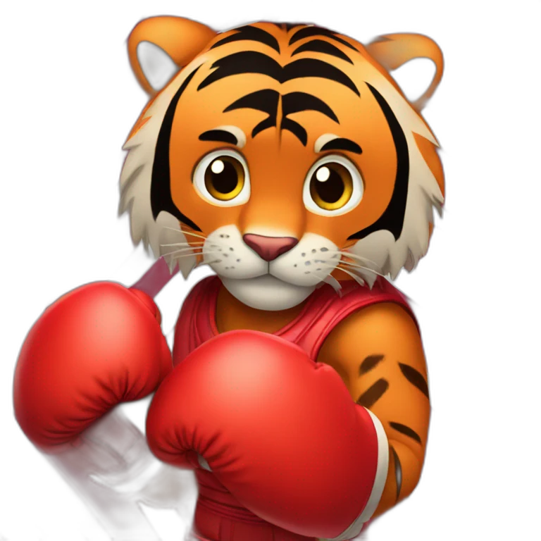 Red fur Tiger wearing boxing gloves  emoji