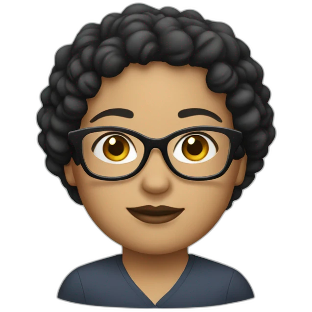 light-skinned woman with short black curly hair and big white glasses emoji