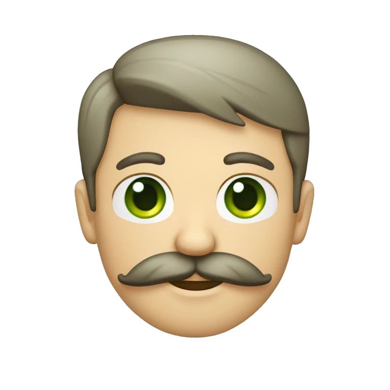 moreno con pelo piel clara bigote con ojos verdes emoji