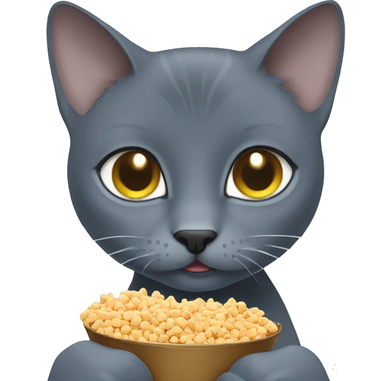 Russian Blue eating cat food emoji