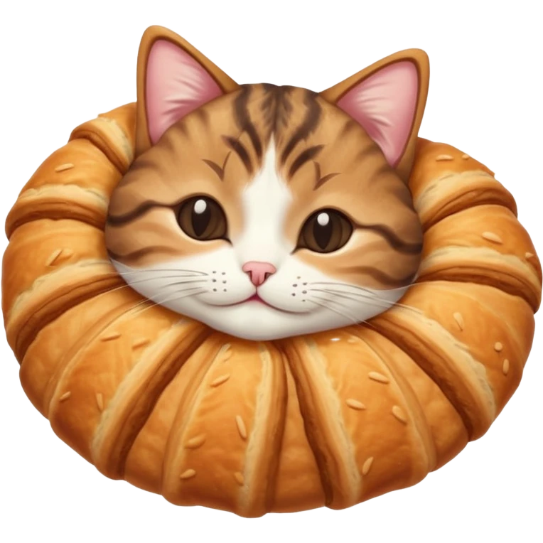 dark brown tabby and white cat in crossaint position upside down with eyes closed emoji