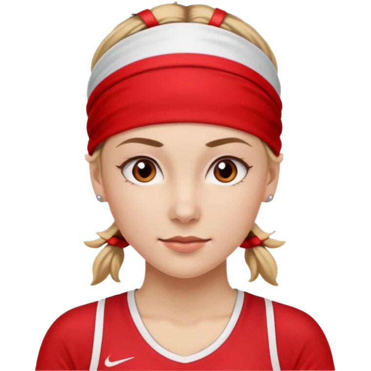 Woman with red headband and sporty outfit emoji