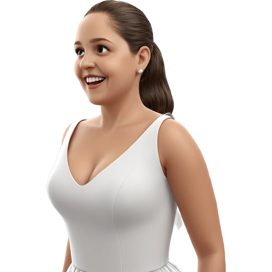 smiling girl in white dress emoji