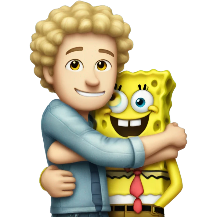ethan slater hugging spongebob emoji