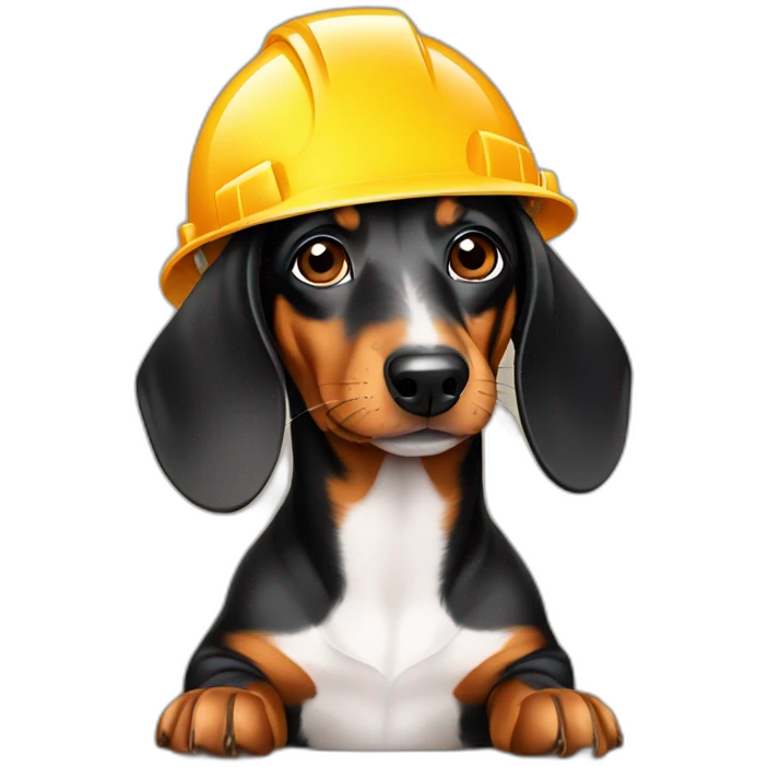 dachshund with construction hat emoji
