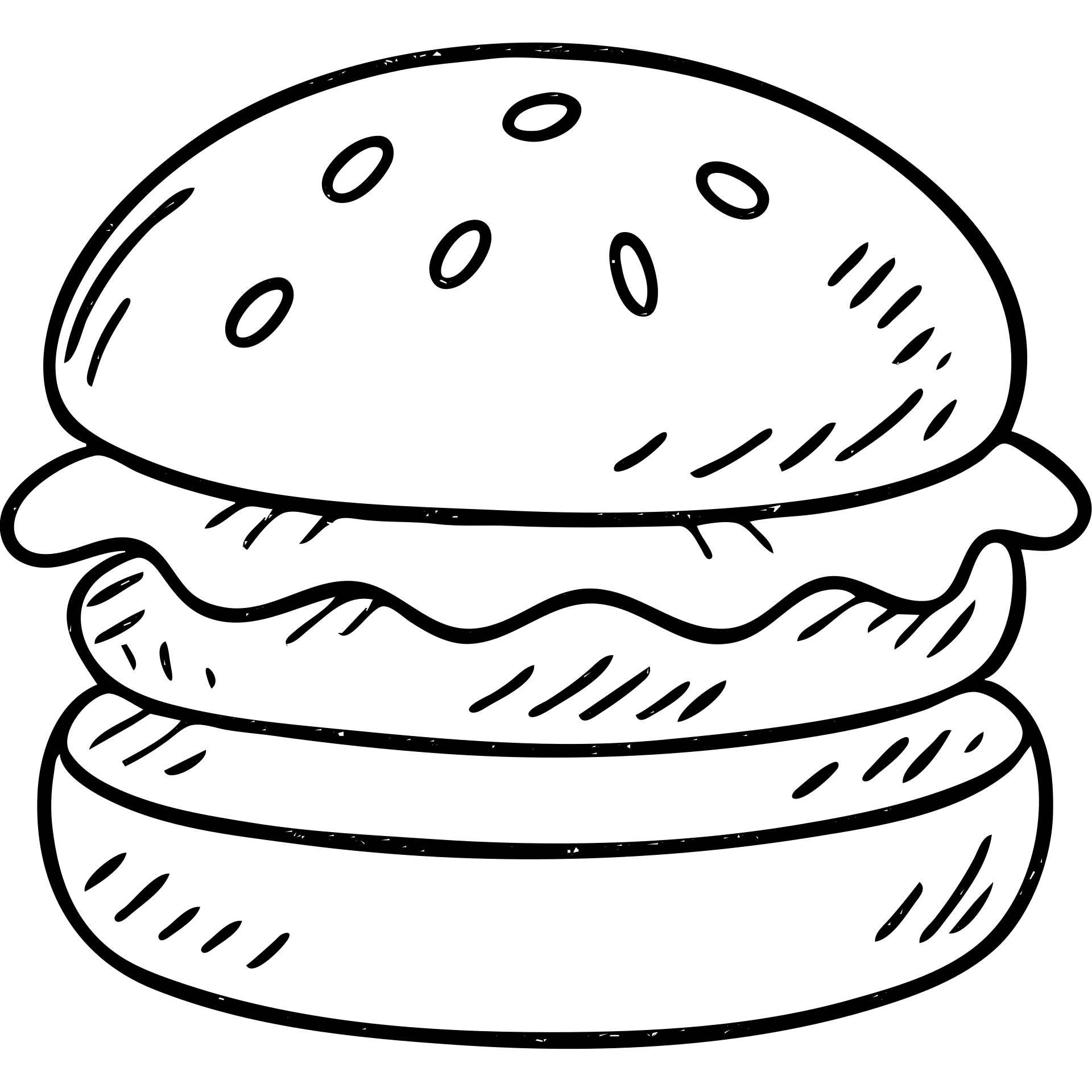 hand drawn outlined burger icon emoji