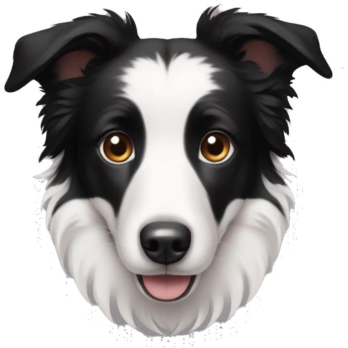 A cute Border Collie with black ears, only has black and white hair emoji