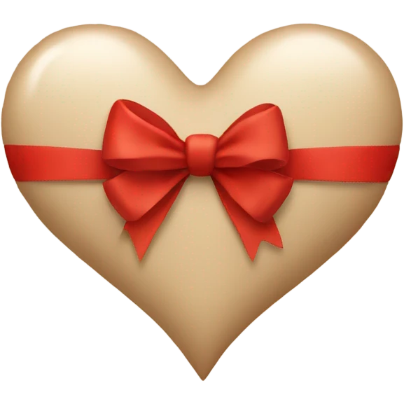 Beige heart with a red bow emoji