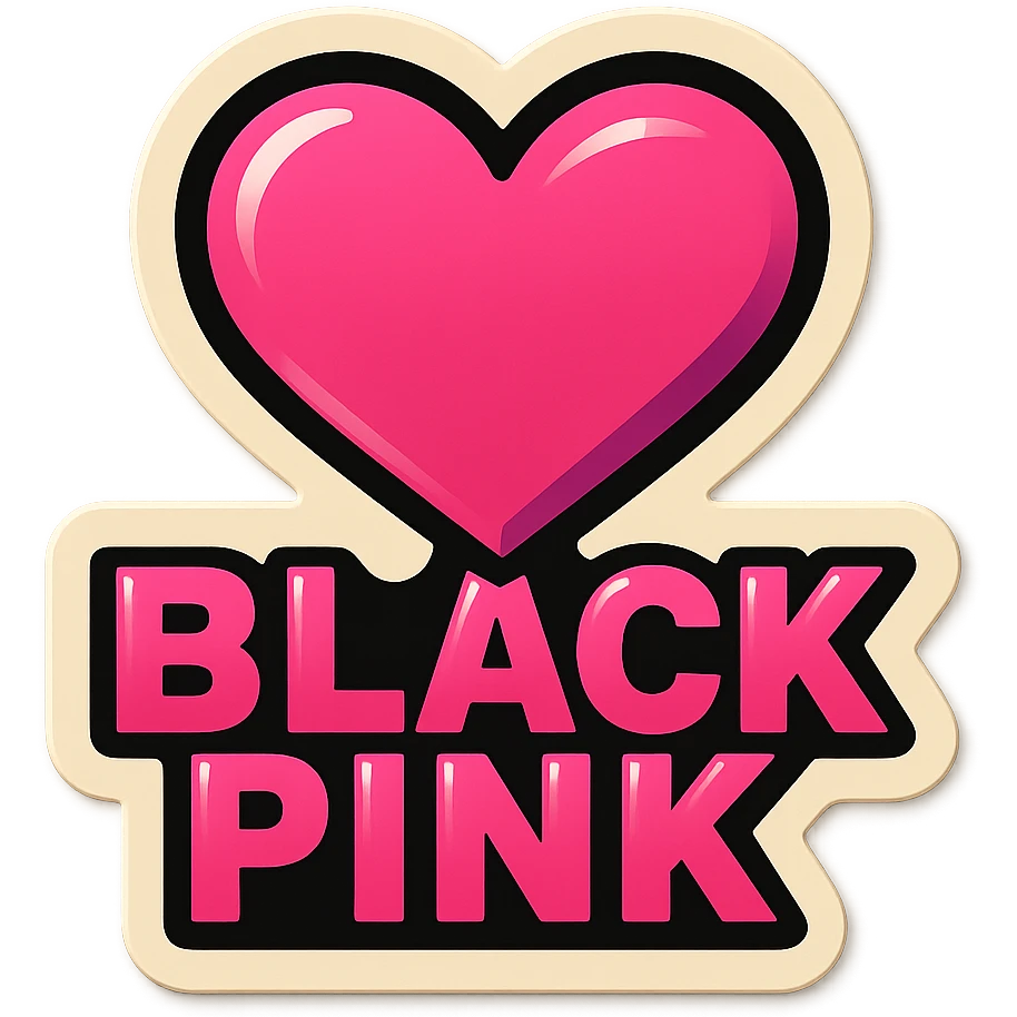 Blackpink inspired icon, pink and black, nostalgic and fun emoji