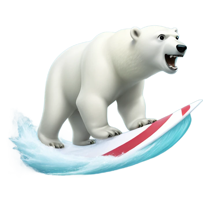 Polar bear surfing a wave emoji
