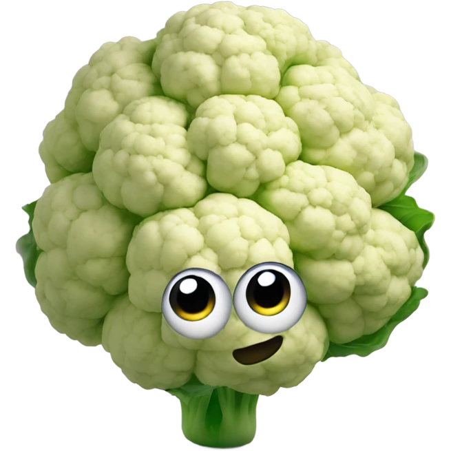 cauliflower looks into the mirror with big eyes emoji