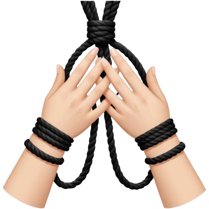 Woman’s hands tied with black rope  emoji