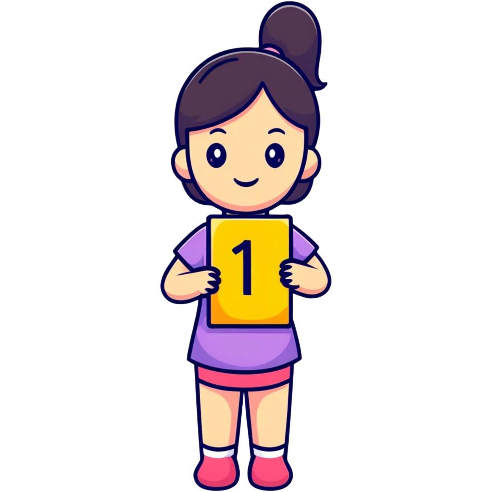 Girl holding number 1 emoji