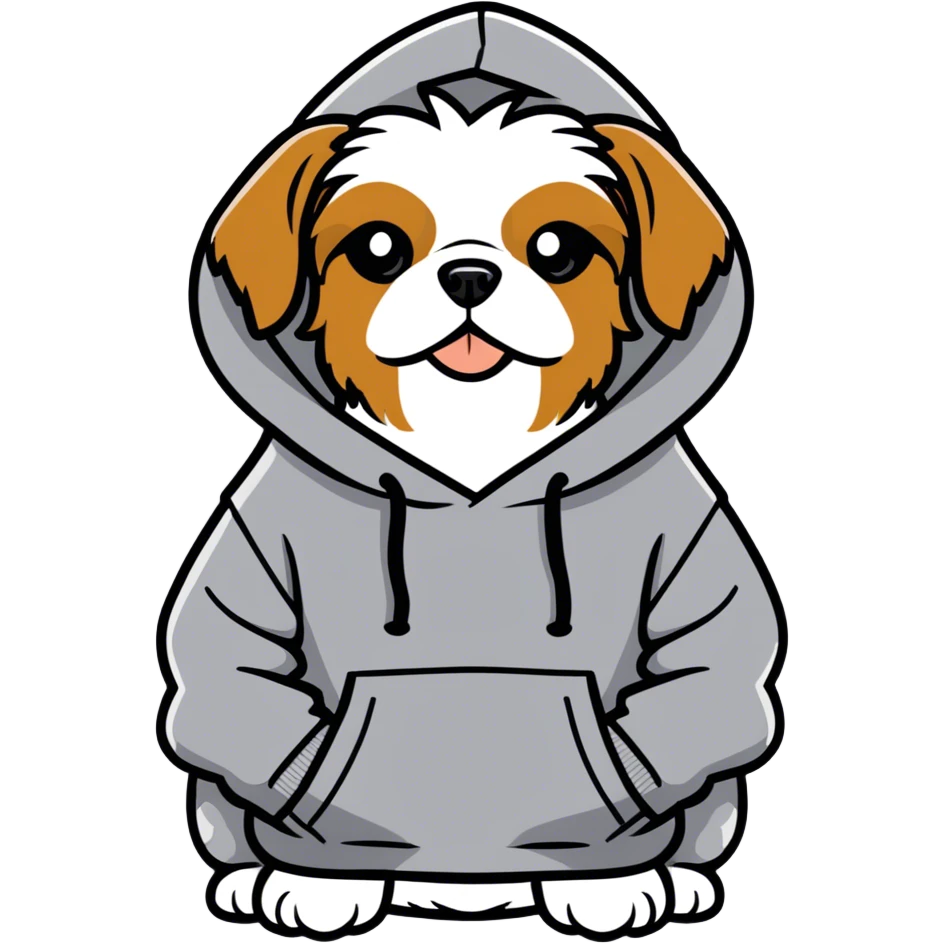 shit-zu wearing a hoodie emoji