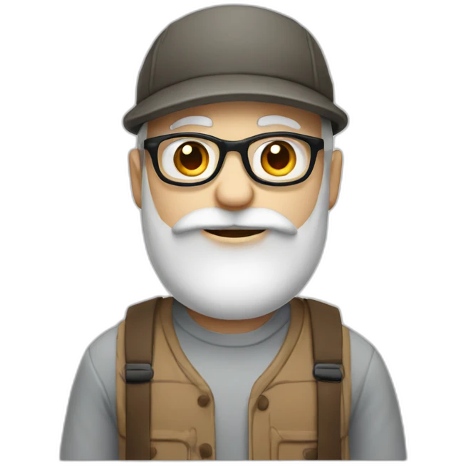 guy with white skin, flatcap, glasses and long beard emoji