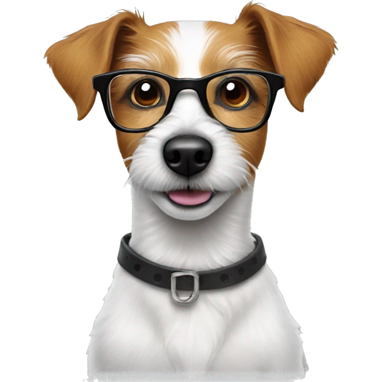 Scruffy Jack Russell dog with glasses on  emoji