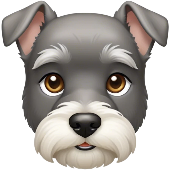Cinematic Noble Miniature Schnauzer Portrait Emoji, Standing with a proud and stately demeanor, showcasing a sharply defined, salt-and-pepper fur with distinguished eyebrows and a confident, alert expression, simplified yet exquisitely detailed, glowing with a refined, dignified radiance, high shine, exuding intelligence and classic noble charm, soft glowing outline, capturing the essence of a noble Miniature Schnauzer that commands attention with effortless style! emoji
