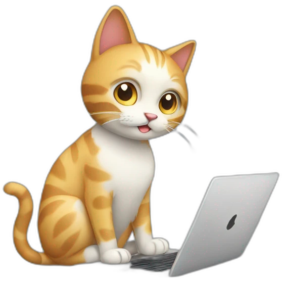 cat typing in laptop side view emoji