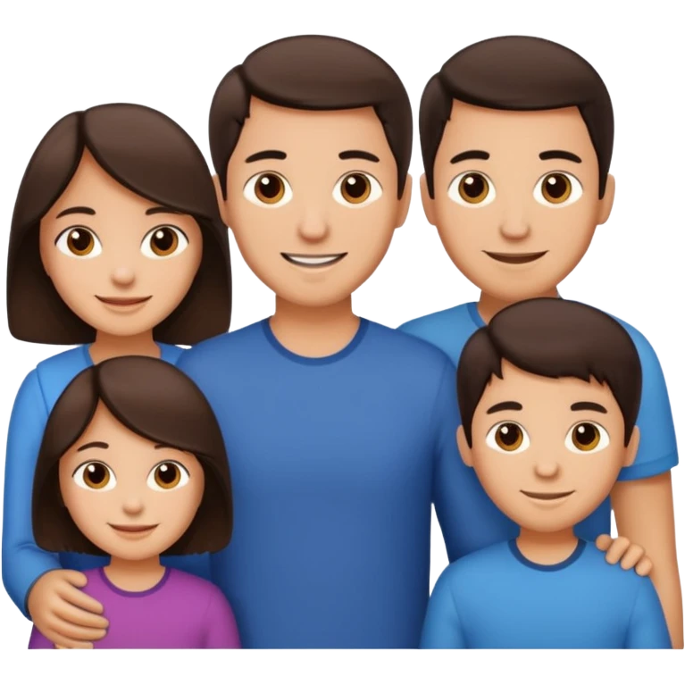 Hispanic family of five: one mom, one dad, two boys, one girl, all with medium skin and dark brown hair emoji