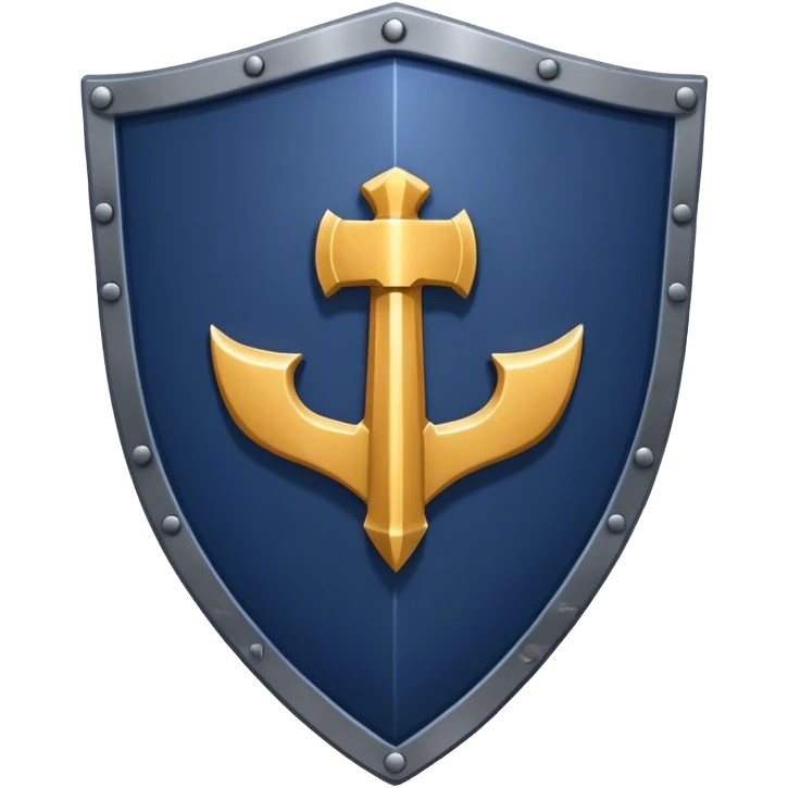 a navy blue shield with a large iron gauntlet crossing in front emoji