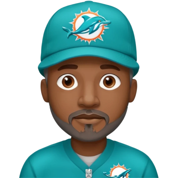 Black man with gray goatee wearing a Dolphins cap emoji