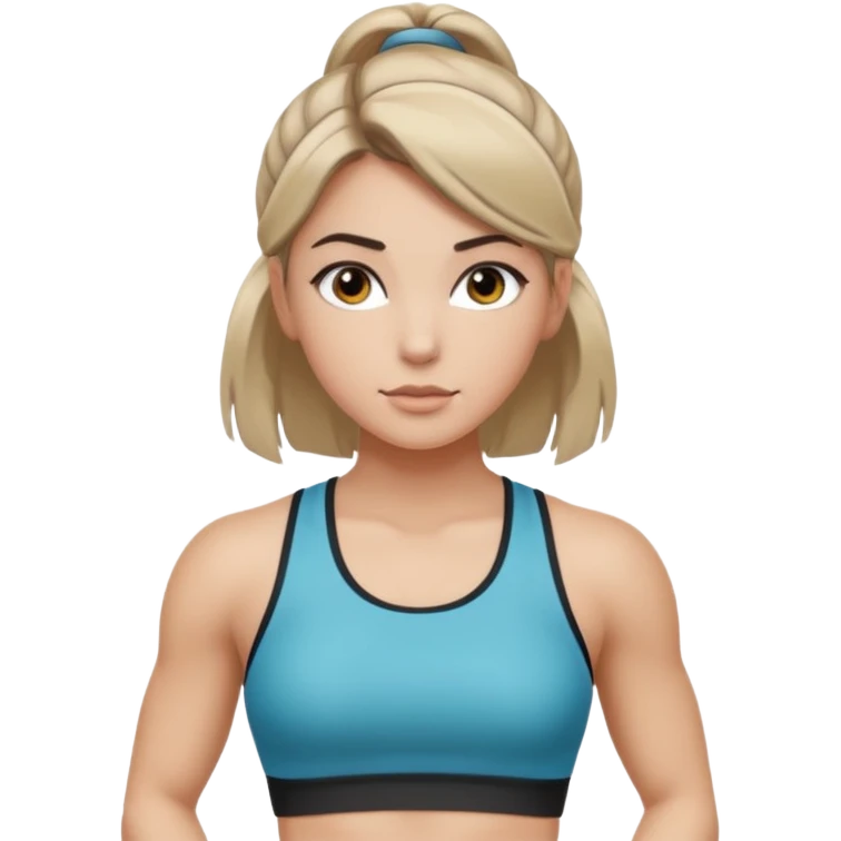 fitness girl, dark eyes, highlighted hair emoji