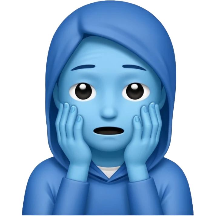 Among Us crewmate character showing sadness, simple and bold emoji style emoji