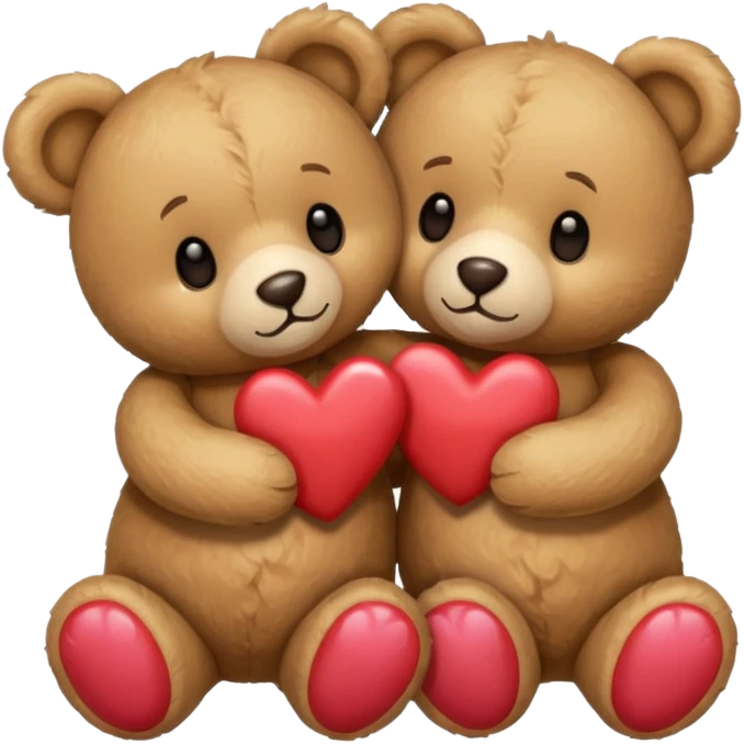 Teddy hugging another teddy with hearts emoji
