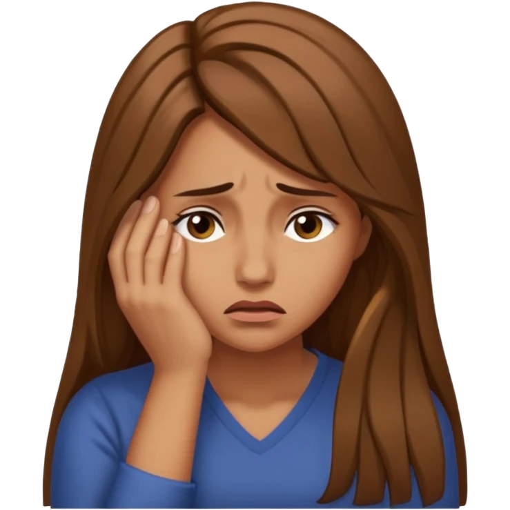Facepalm woman upset looking down brown hair emoji