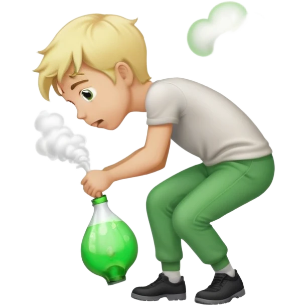 blonde boy bent over farting green gas from butt emoji