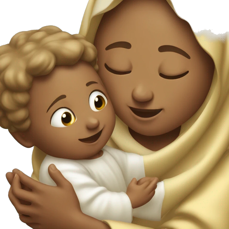Mother Mary tickling baby Jesus emoji