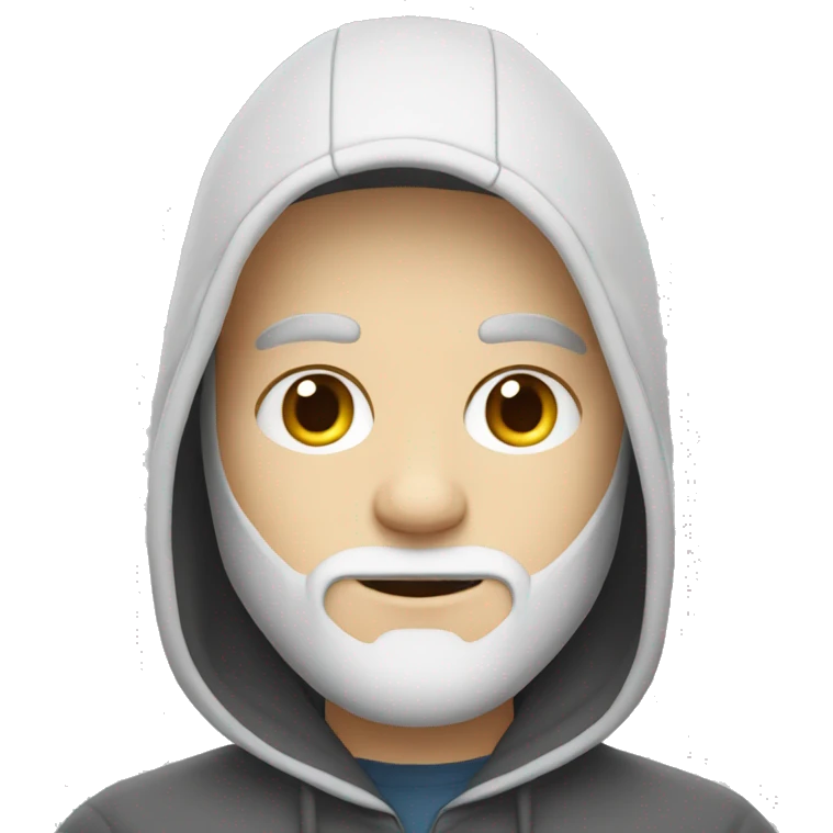 programmer with a little beard, white skin, with a hoodie and work with Macbook emoji