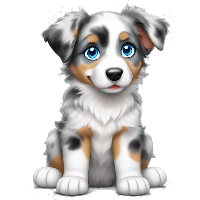 merle australian shepherd puppy with blue eyes paws at bottom  emoji