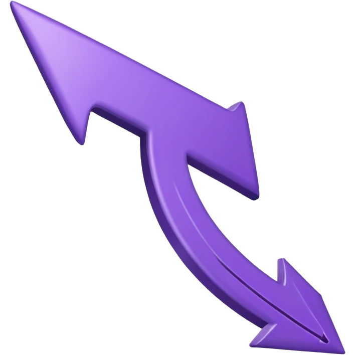 The purple arrow is hand-drawn and bends emoji