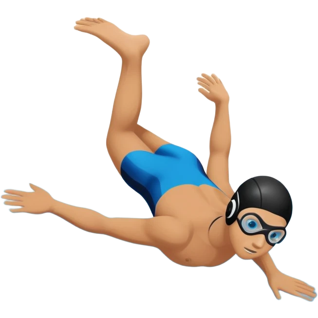 determined pool diver dives into a pool of confidence blue water underneath  emoji
