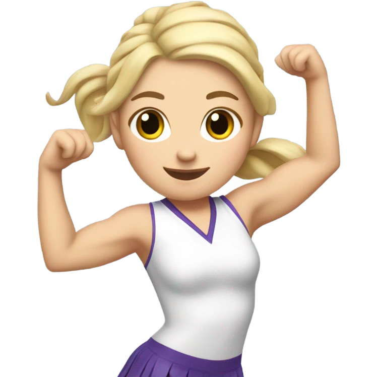 White-Cheerleader-blonde-cat stretching-pigtails emoji