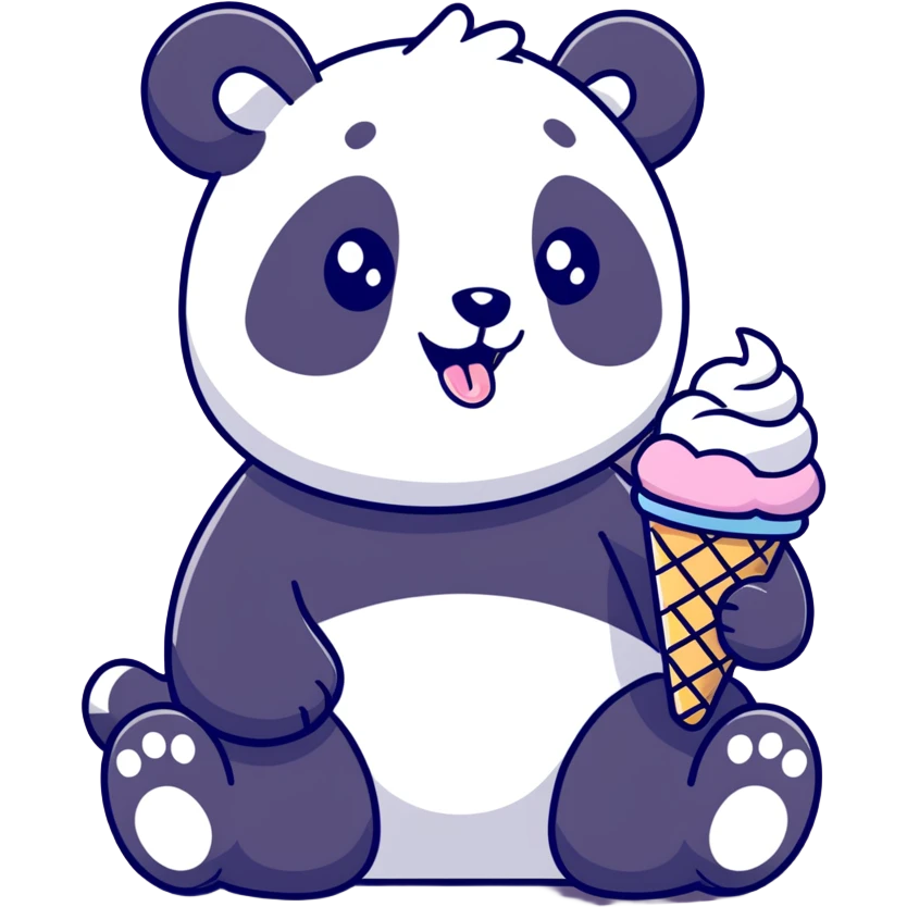Panda eating ice cream emoji
