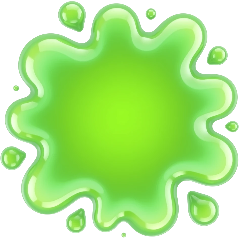 Green Neon Slime realistic 2d splat emoji