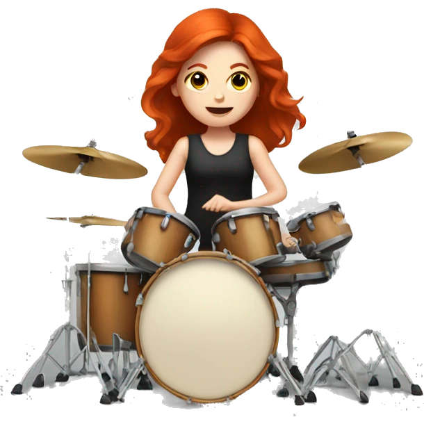 Redhead girl playing drums emoji