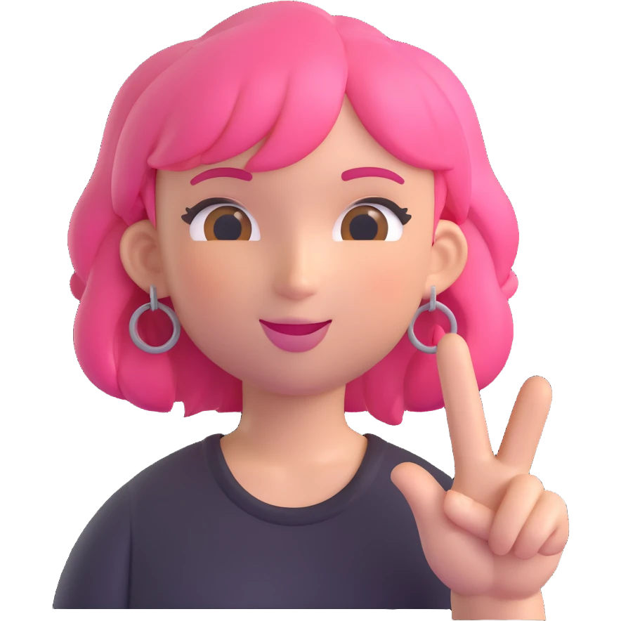 SoFaygo inspired emoji making a peace sign, playful, pink hair emoji