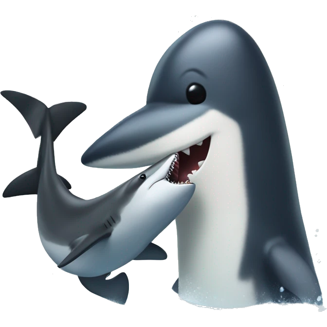 Pingouin qui joue avec un requin  emoji