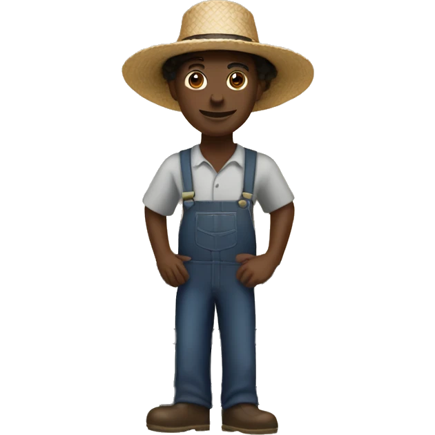 A black farmer with an afro and a straw hat in front of a black track gate
 emoji