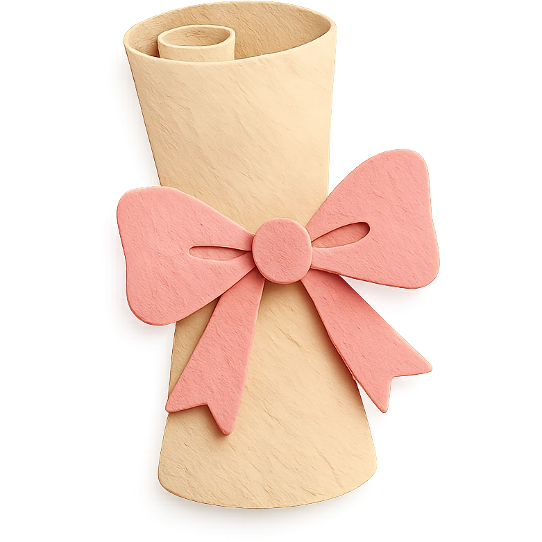 parchment tied with a pastel pink bow emoji