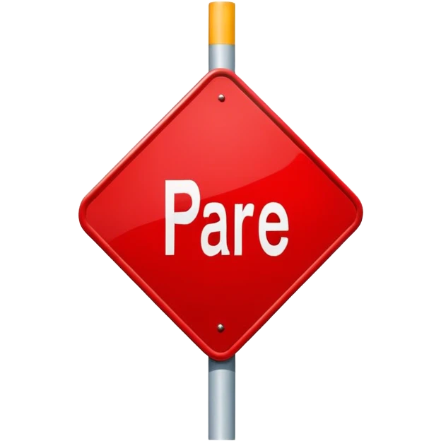 placa de transito vermelha escrito pare emoji