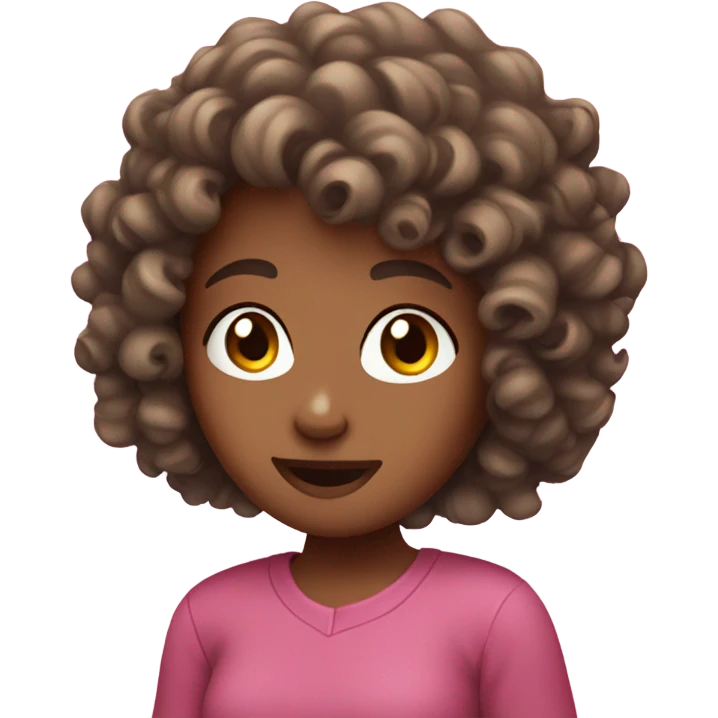 girl with curly hair on pink phone  emoji