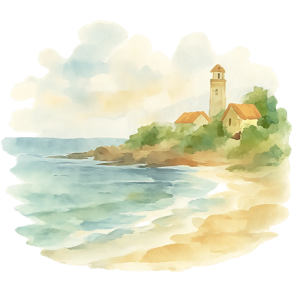 watercolor style coastal scene emoji