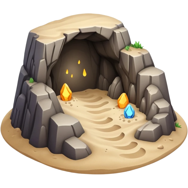 generate realistic detailed cave in 3d style with sand  emoji