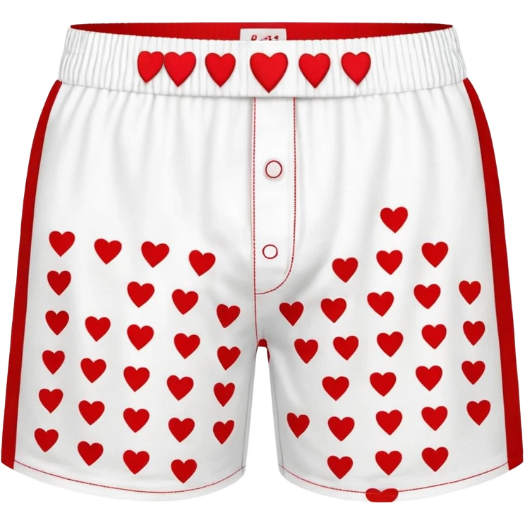 dungeon crawler carl's boxer shorts: white men's boxer shorts with print pattern of small red hearts emoji
