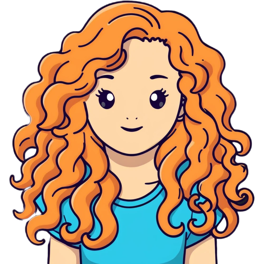 Attractive girl with very very long curly hair and many freckles emoji